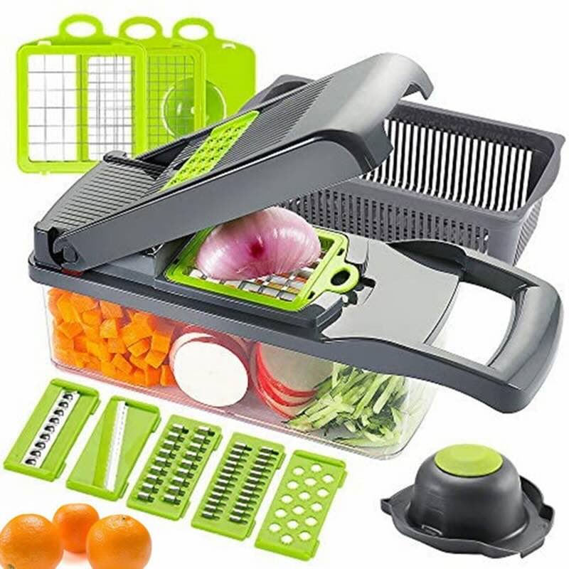 16-in-1 High-Quality Mandoline Slicer & Vegetable Chopper | Multifunctional Food Cutter, Grater & Shredder for Kitchen