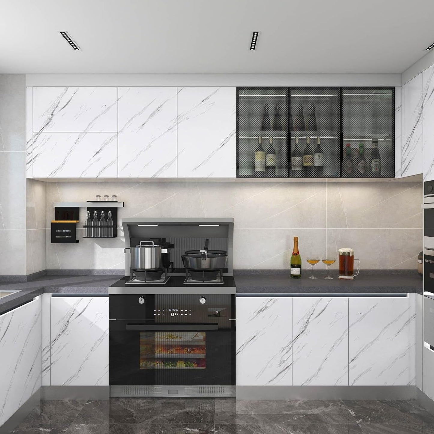 Marble Sheet Sticker | White & Grey | Best Quality | 60 x 200 cm